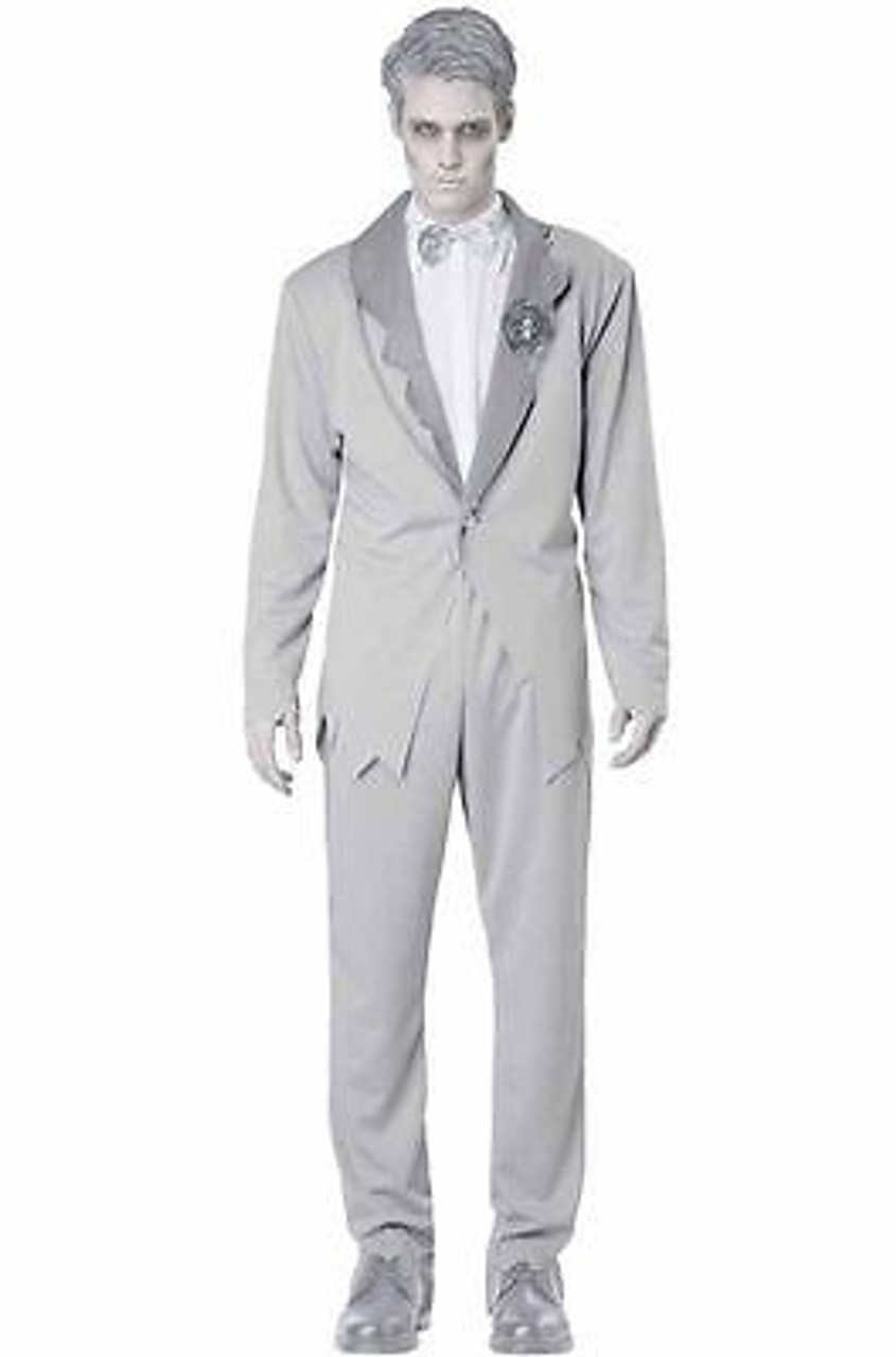 ADULT MENS GHOSTLY GROOM WEDDING SCARY SPOOKY MARRIAGE HALLOWEEN COSTUME COSPLAY